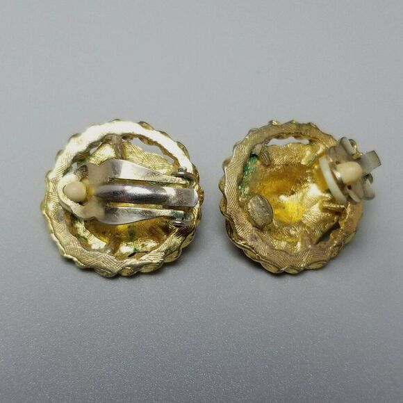 Vintage Lion Head Clip On Earrings, Gold Tone Fierce Big Cat, Retro 80s Style - Picture 3 of 6